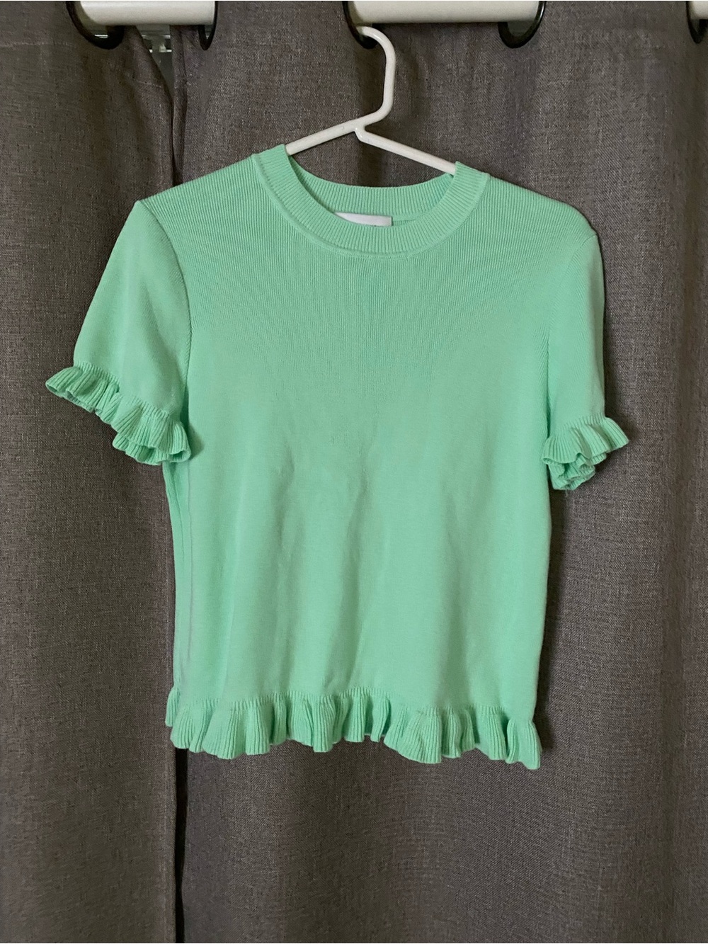 Mint Ruffle Short-Sleeve Knit Top